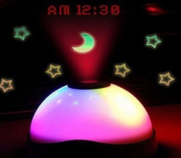 7 Kleuren Led Change Star Night Light Magic Projector Backlight Klok