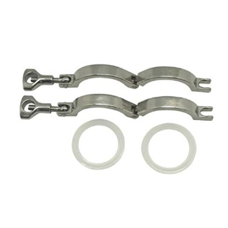 2Pcs Tri-Clamp Steel Single Pin Heavy Duty Tri Clamp with Wing Nut for Ferrule TC with Silicone Gasket 2 Inch