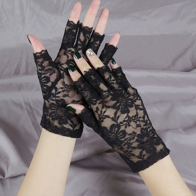 Sunscreen Short Gloves Women Sexy Dressy Lace Gloves Fingerless Lace Driving Gloves Spring Summer Mittens Wedding Accessories