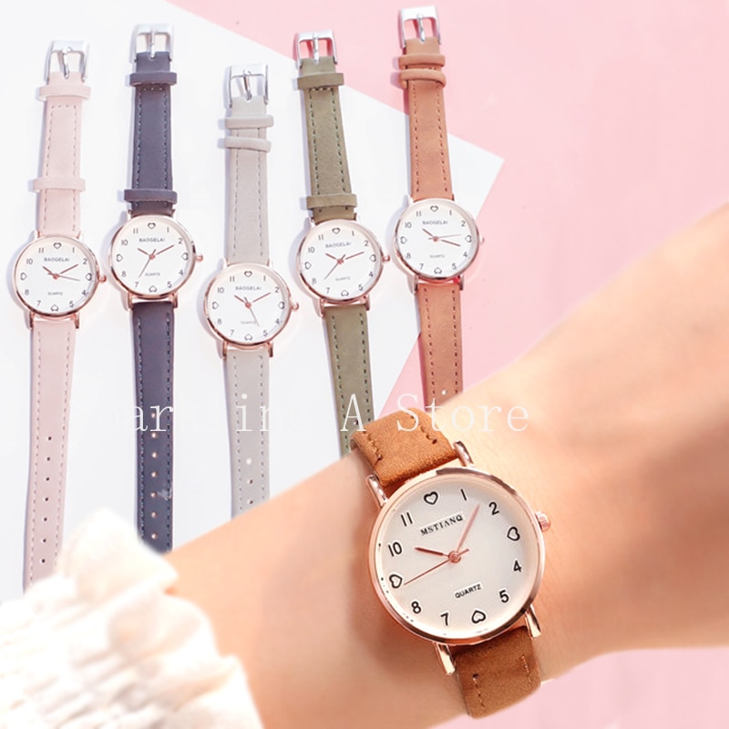 Vrouwen Eenvoudige Vintage Horloges Voor Vrouwen Wijzerplaat Horloge Lederen Band Polshorloge Dames Casual Armband Horloges