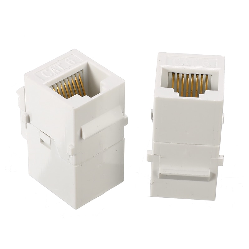 10 Packs CAT6 Inline Coupler Keystone RJ45 Female Snap-In Jack Insert White