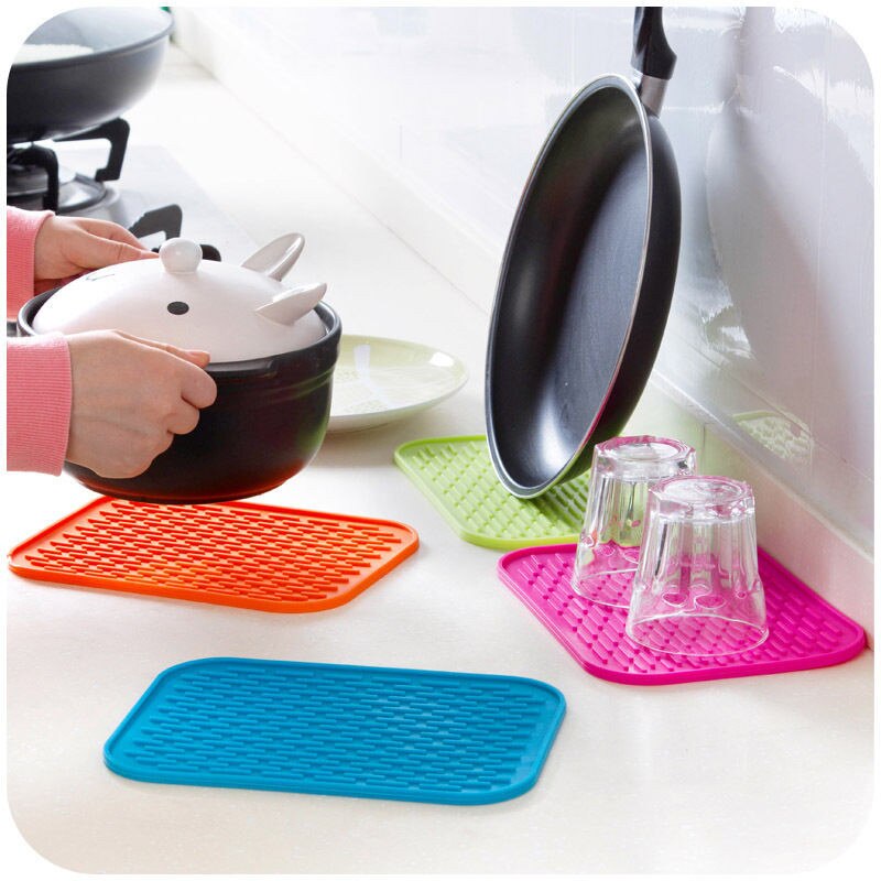 1Pc Rechthoek Hittebestendige Mat Siliconen antislip Trivet Pot Pan Houder Mat Pad Voor Keuken Accessoires