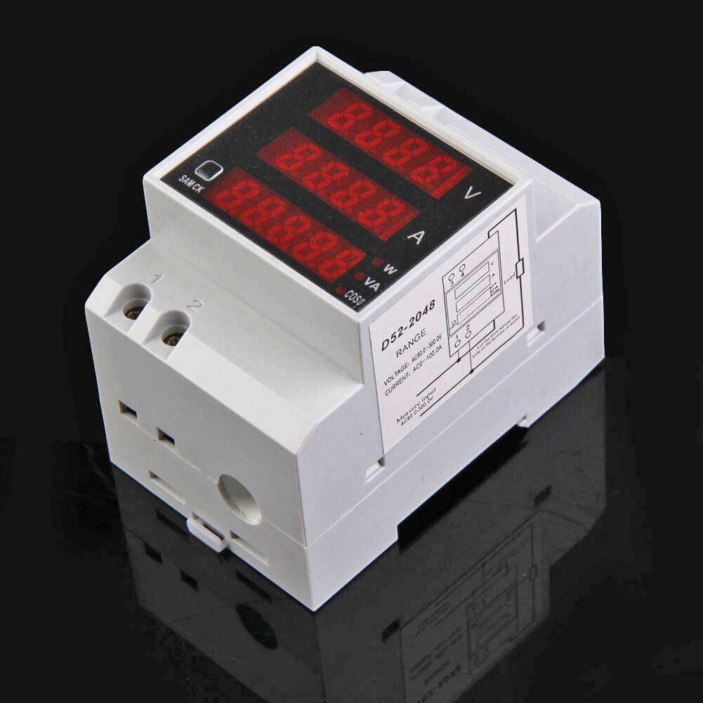 Convenient Digital Din Rail Active Power Factor Tester Multi-functional Practical Electric Energy Ammeter Voltmeter