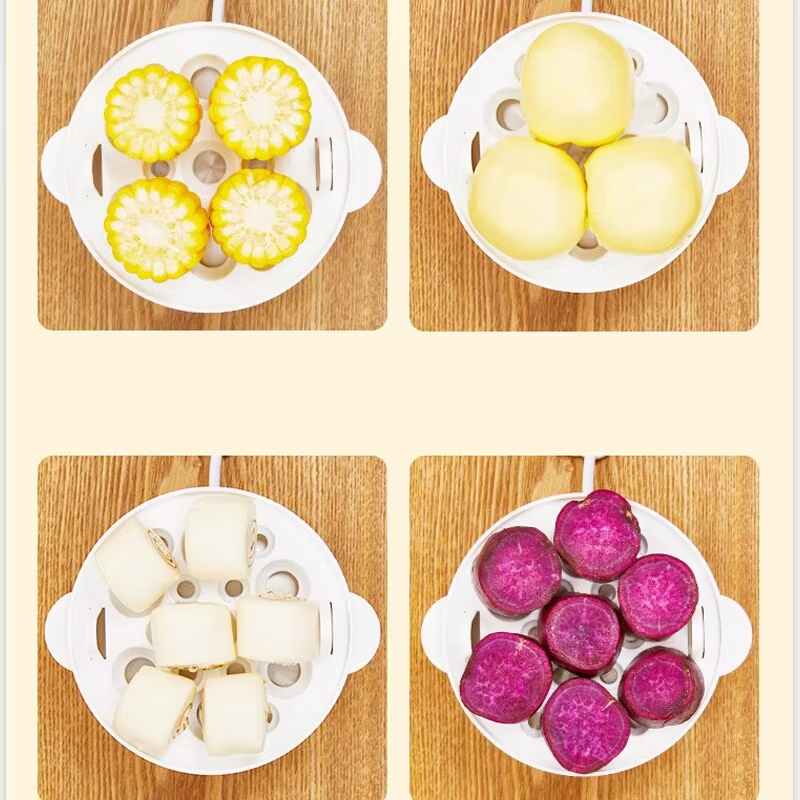 Double Layer Egg Cooker Hard Boiled Egg Cooker Anti-dry Electric Egg Boiler with 40mL Measuring Cup Steam