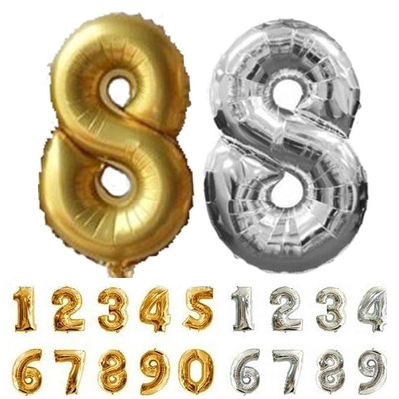 16 tommers aluminiumsfilm arabisk digitalt gull sølv ballonger 0-9 festdekorasjoner nyttige og gjør-det-selv-nummerballonger