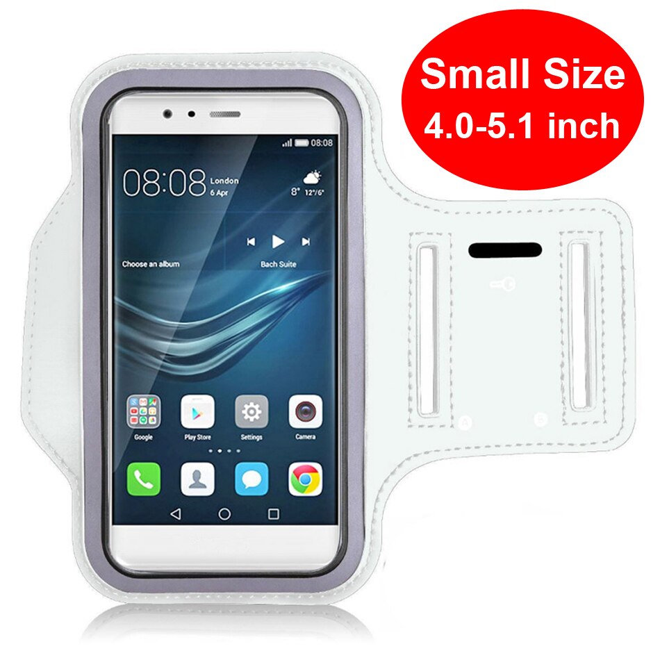 Waterdichte Gym Sport Running Armband Voor Iphone 11 Pro Max 8 7 6 6 S 8 Plus X Xs Max xr Samsung Telefoon Case Cover Holder Armband: Small Size (White)