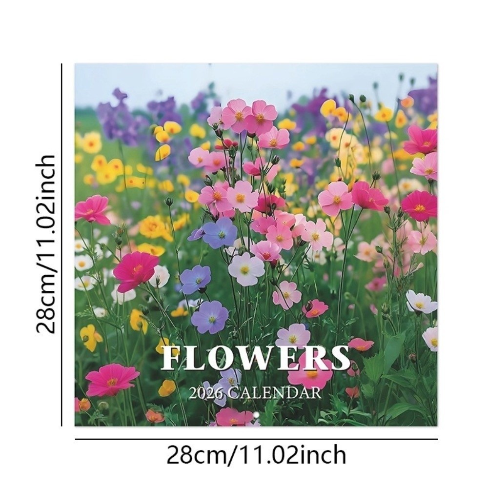 12 Month Flowers Themed Wall Calendar Wall Hanging Thick Paper Calendar Decorative Floral Calendar Household Scenes