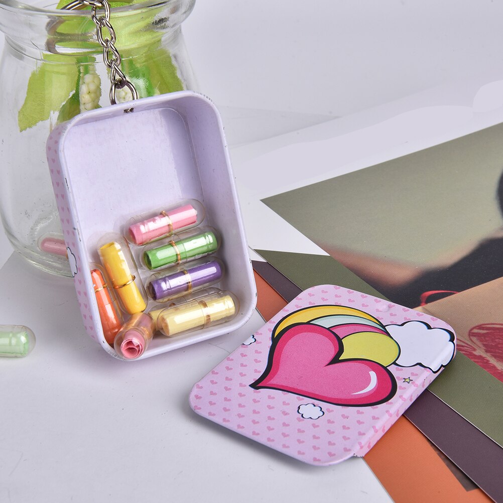 Mini Square Pill Cases Portable Iron Box Key Ring Candy Storage Box Wedding Seal Jewelry Storage Random
