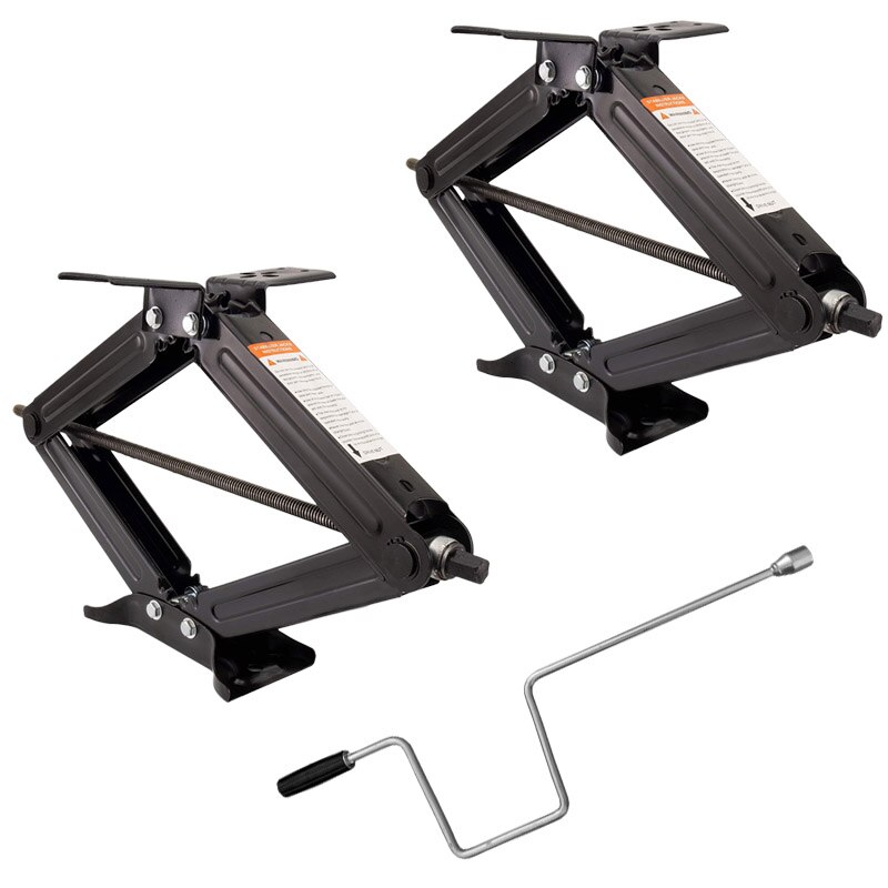 CVP 2 Pcs 24" 5000lb RV Camper Scissor Leveling Jacks Trailer Stabilizer w/Handle Trailer Parts Caravan Accessories