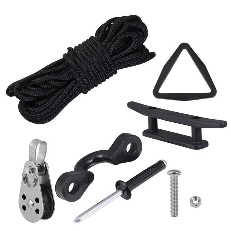 1 Set Kayak Accessories Yacht Rope Winding Rope Frame Pulley Bblock Rivet Speedboat Nylon Rope For Outdoor Sports Replace