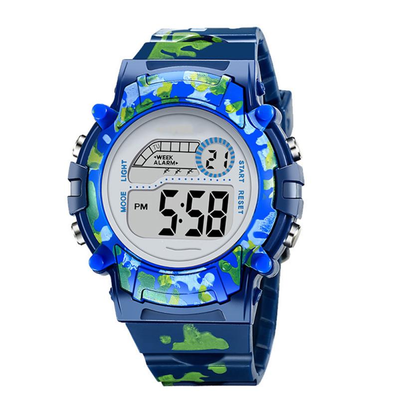 Reloj de correa para niños y niñas, deportivo, resistente al agua, multifunción, LED, Flash Digital colorido,: 04