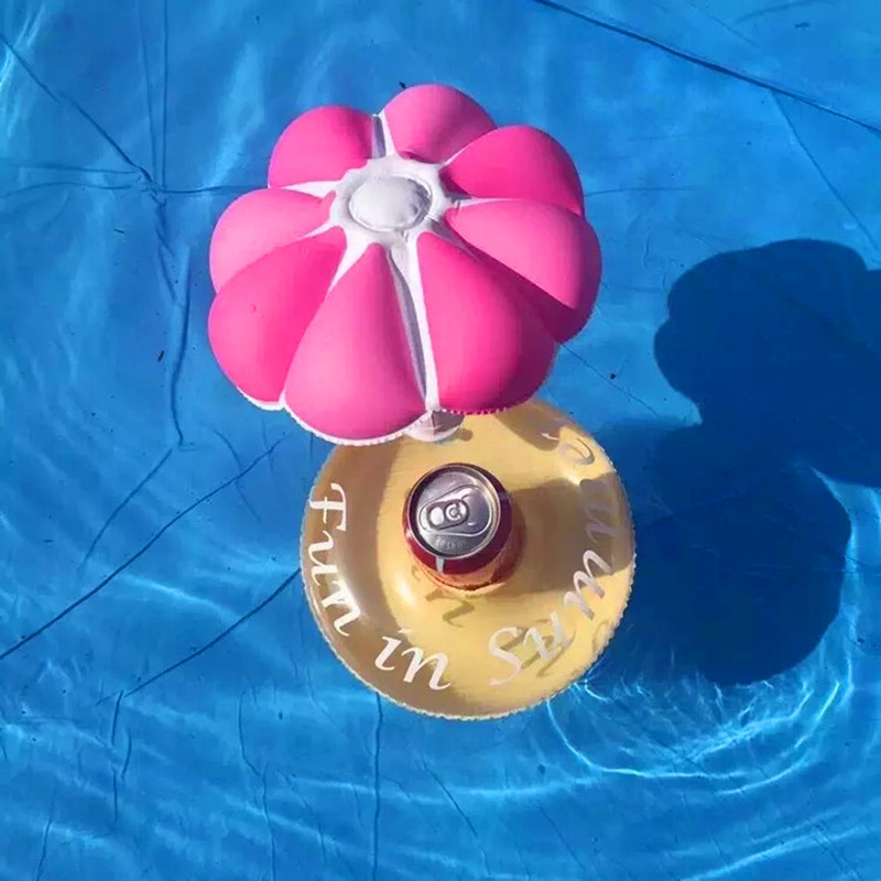 1 stk champignon drikkeholder flydende legetøj swimmingpool flåder oppustelige flydende sommer strand fest børn telefon kopholdere: Lyserød