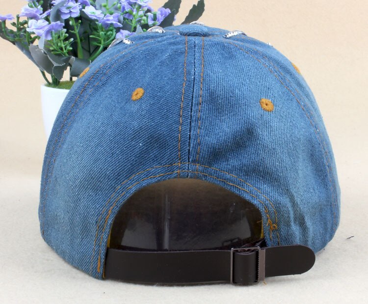 Gloedspec we Denim Hoeden Mode Vrije Vrouw Cap Met Water Drop Steentjes Vintage Jean Katoen berretti da Baseball per Mannen Hot koop