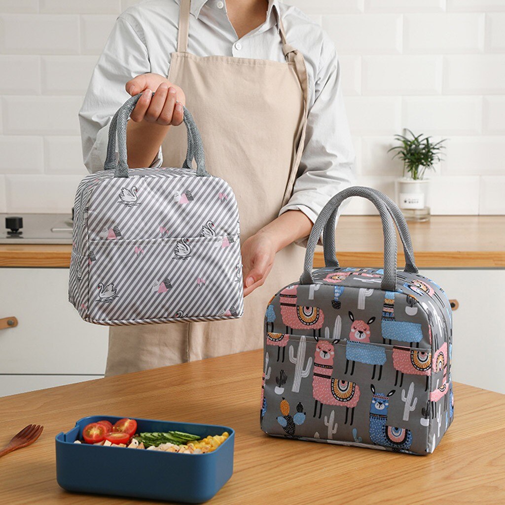 Portable Lunch Bag Thermal Insulated Lunch Box Tote Cooler Handbag Bento Pouch Dinner Container School Food Storage Bags