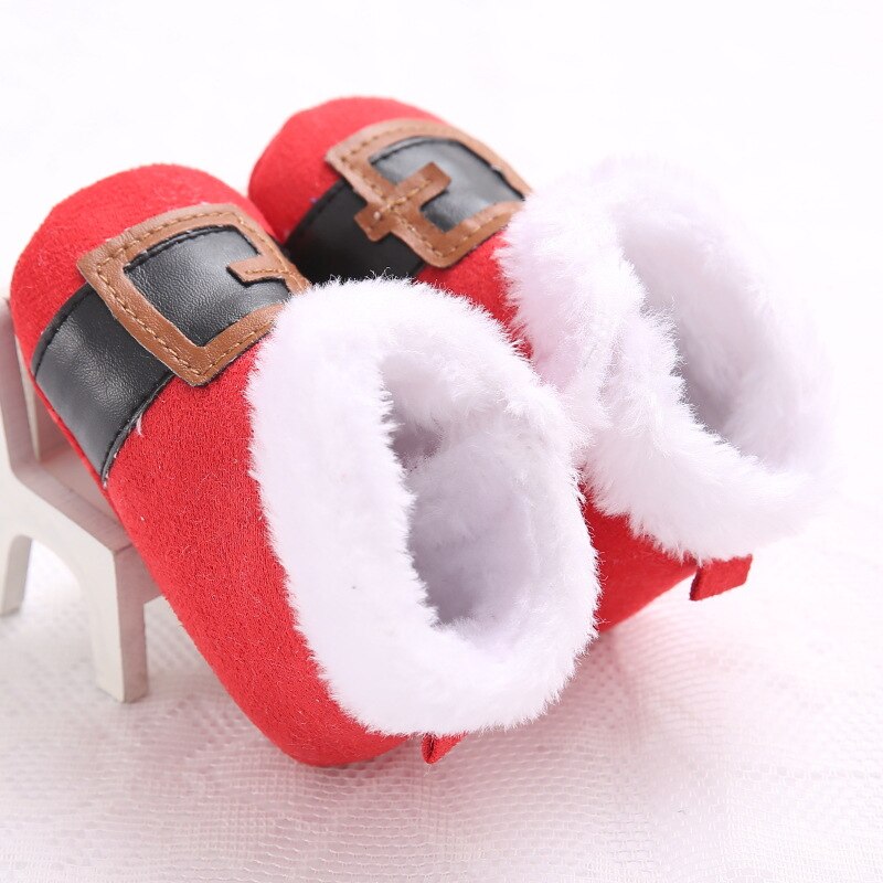 Christmas Winter Santa Claus Warm First Walkers Snow Baby Infant Crochet Knit Fleece Baby Shoes for Boys Girls DS9