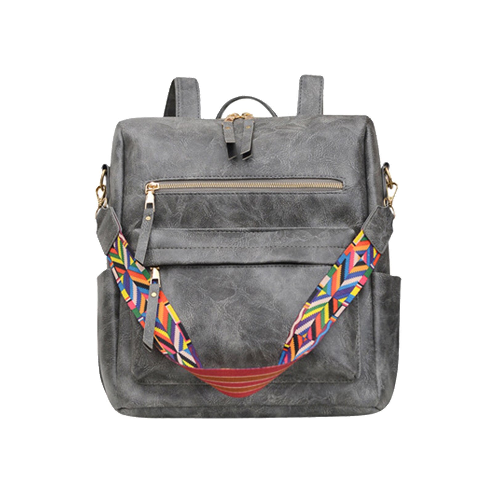 Retro Frauen Rucksack Schule Taschen Für Teenager Mädchen Umhängetasche Leder Rucksäcke Multifunktions Große Weibliche Rucksack: C