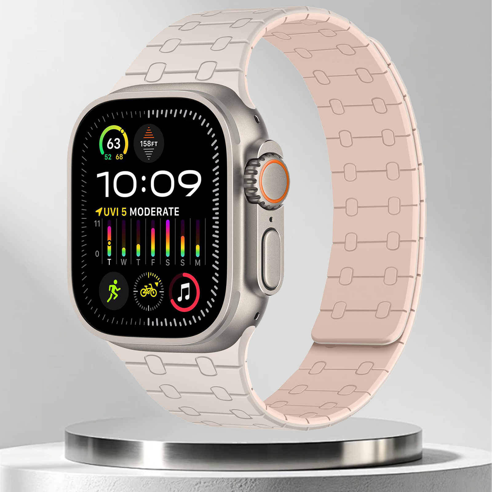 Magnetisk rem til apple watch series 10 46mm 42mm 9 8 7 45mm 41mm silikonrem til iwatch ultra 2 49mm 6 se 5 4 44mm 40mm armbånd: M / Blårosa