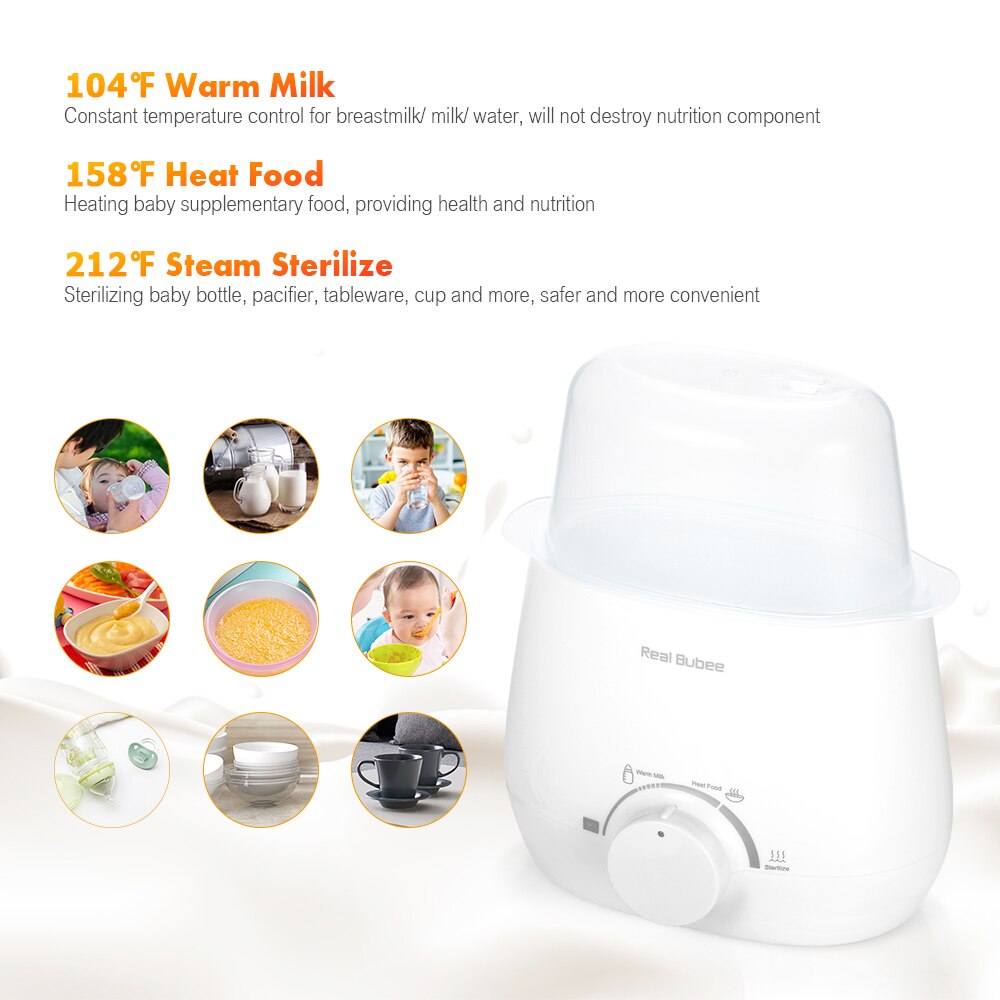 RealBubee – chauffe-biberon 3 en 1 pour bébé, rapide, chauffage des aliments, stérilisateur à vapeur, sans BPA, pour lait maternel, prise EU/US
