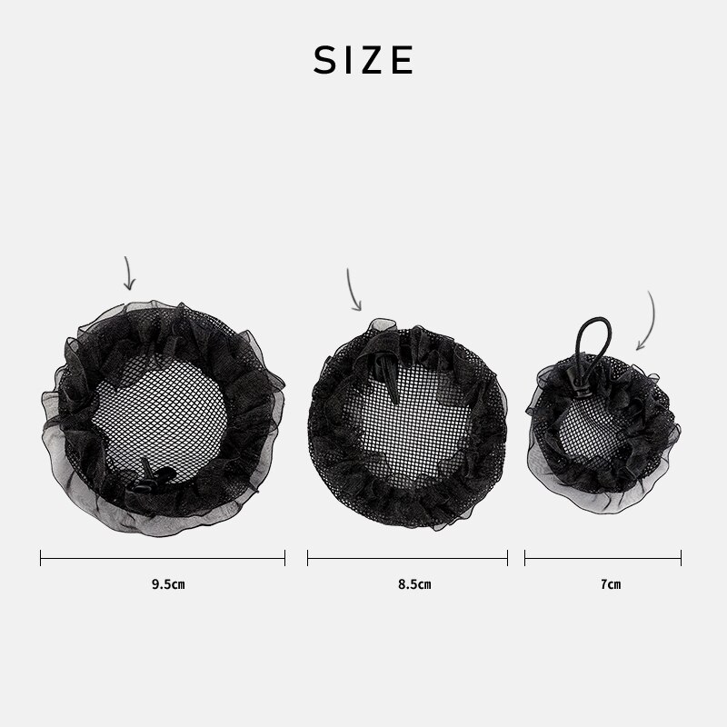 Cuerda para el pelo para mujer, red elástica para el pelo, Kit de peluquería negro, malla pequeña Invisible para moño de pelo, Donut para enfermera, estilo de cabello