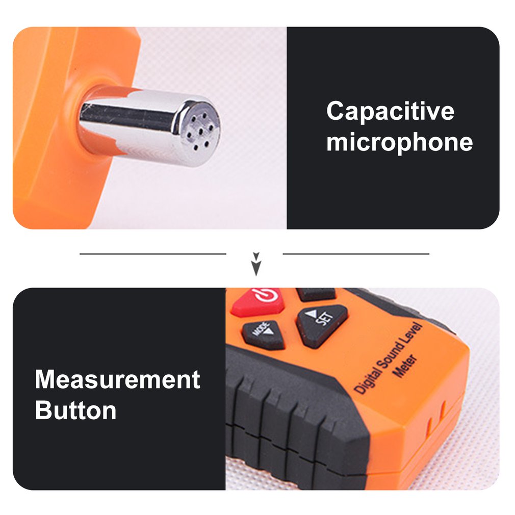 Digital Sound Level dB Meters 30dB~130dB Decibe Noise Logger Detector Diagnostic Tool Temperature Tester With Backlight