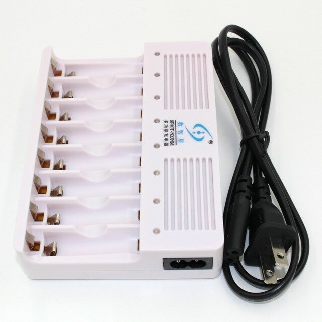 8 ports channels tanks1.2v Ni-MH and 1.6v NiZn aa aaa Rechargeable BATTERY CHARGER auto stop charging overcharge protect: 8-slot charger / EU plug