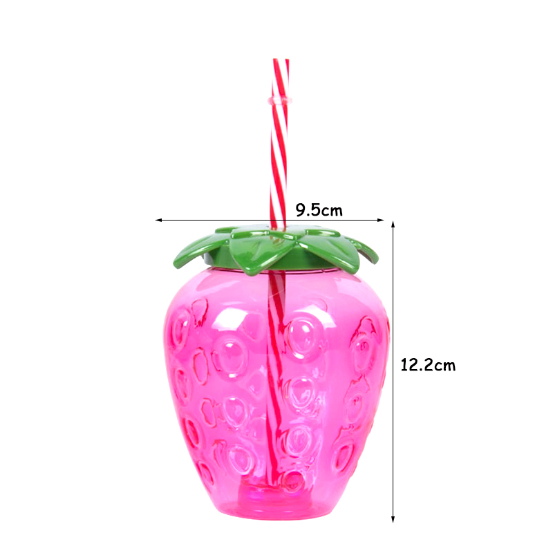 Tasse à boire en plastique en forme d'ananas/fraise/pastèque avec paille, décor hawaïen, fournitures de fête d'été sur la plage et la piscine, 6/8 pièces