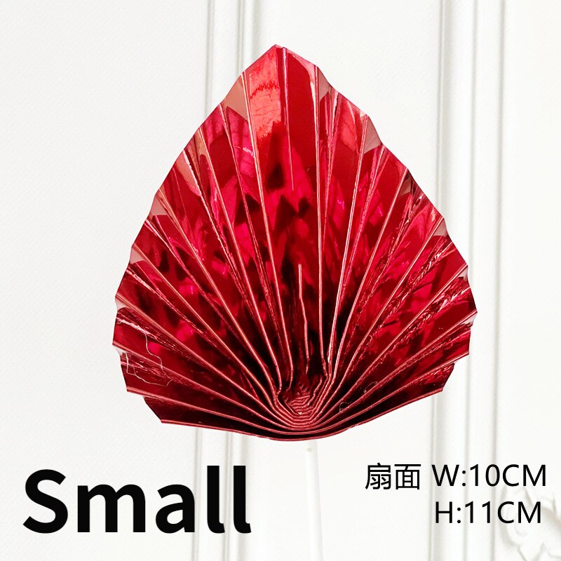 Palm Leaf Cake Topper Gold Red Palm Spears Cake Decoration Shinning Glossy Origami Wedding Decor Baking Cake Decoration: red Small