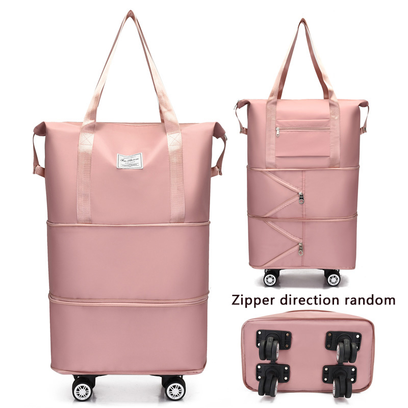 Ruime reistas, lichtgewicht koffer met wielen, draagbare weekendtas, reistas voor overnachtingen: Beige