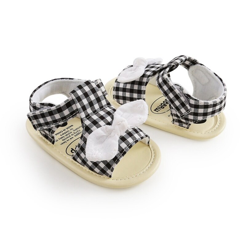 Zomer Baby Kind Meisjes Boog Plaid Ademende Anti-Slip Schoenen Sandalen Peuter Zachte Zolen Strand Schoenen 0-18M