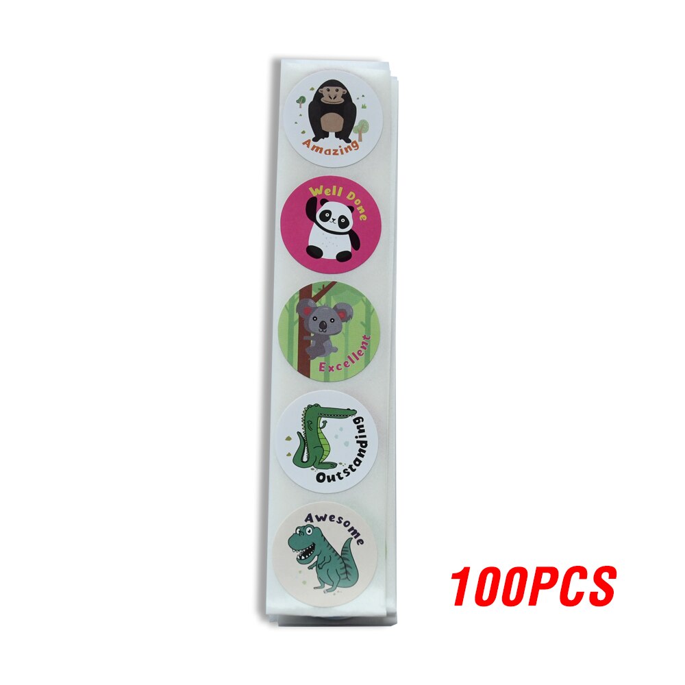 100-500pcs/roll Cute Animals Reward Stickers Stationery Stickers For Teachers Students For Kids In 8 Designs Training Stickers: QY530B-100pcs
