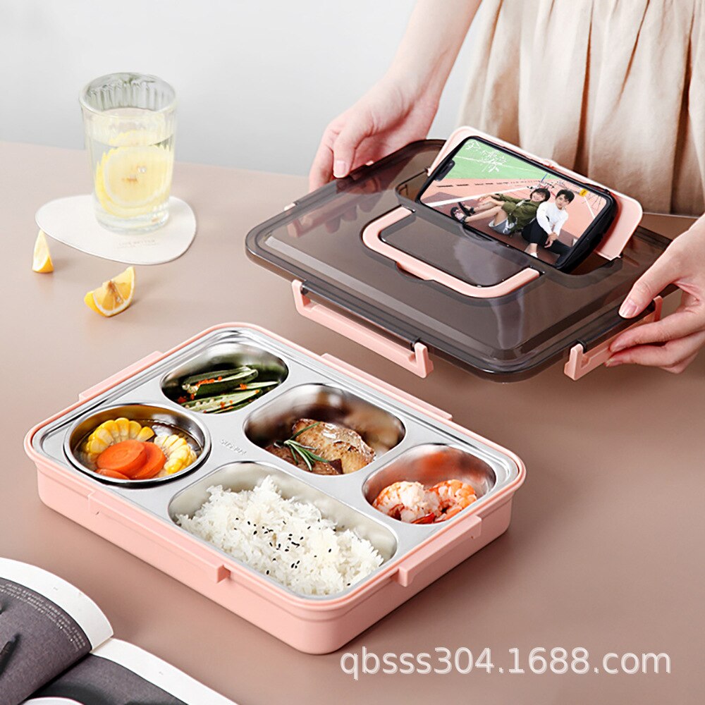 Japanse Kinderen Lunchbox 304 Rvs Bento Lunch Box Met Compartiment Servies Magnetron Voedsel Container Doos