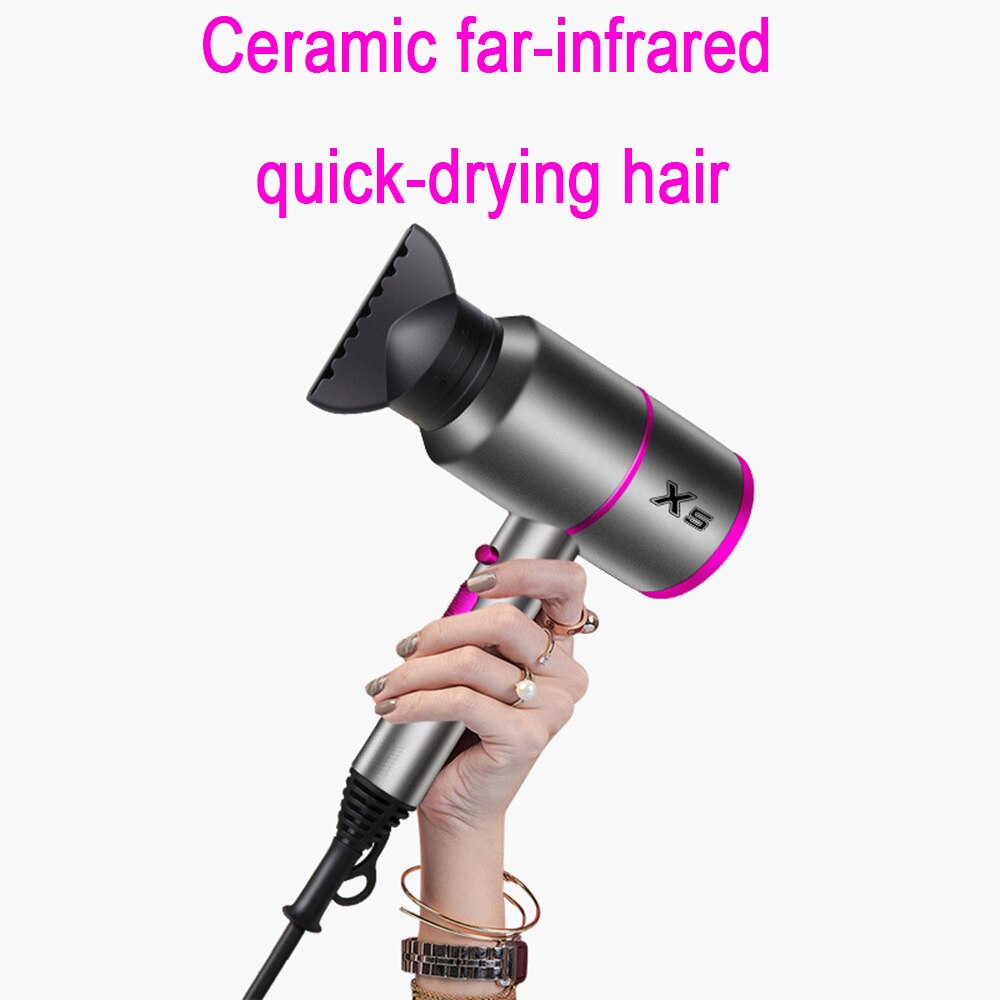Hair Dryer with Diffuser Blower Compact Ionic Dry Quickly Ceramic Body Extended Lifespan AC Motor 2 Speed 3 Heat Nozzle