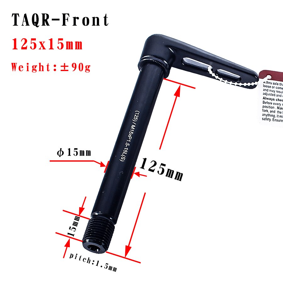 Fiets Steekas Snelspanner Super Licht Aluminium Voor Achter Wiel Spies Voor Mtb Frame 125X12Mm 125X15mm 180x12mm: Front 125X15mm