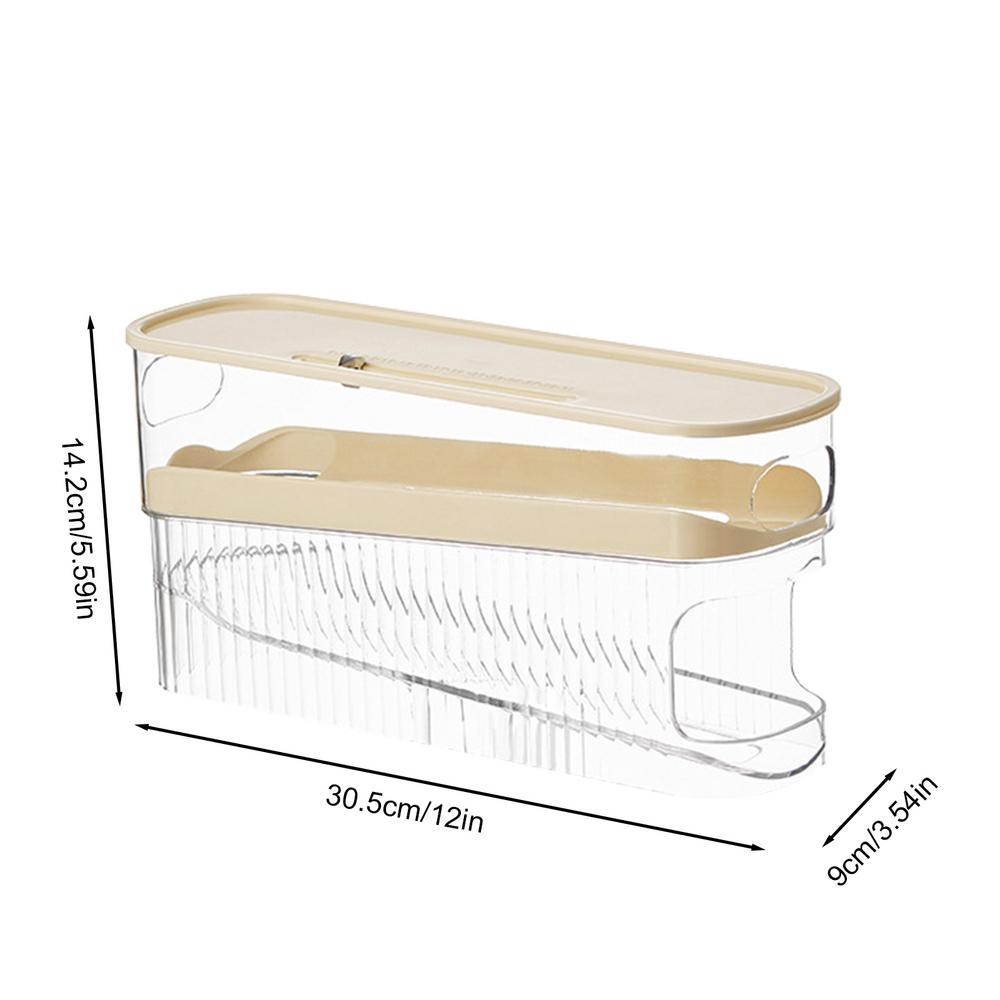 Caixa de armazenamento de ovos para frigorífico, rolagem automática, suporte de ovos, organizador de ovos de cozinha, caixa de ovos dedicada, dispensador de ovos rolante ovos organizador porta ovos: Cinza claro