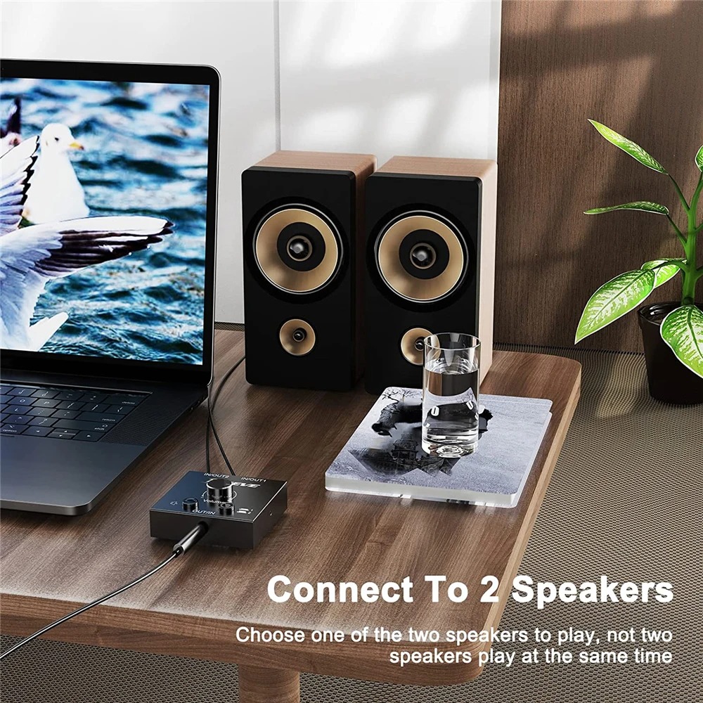 3,5 mm Audio--Umschalter-Splitter, 2-in-1/4-in-1 bidirektionaler Audio--Adapter mit Stummschalttaste, RCA-Stereo-Audio--Schalter, Videokabel