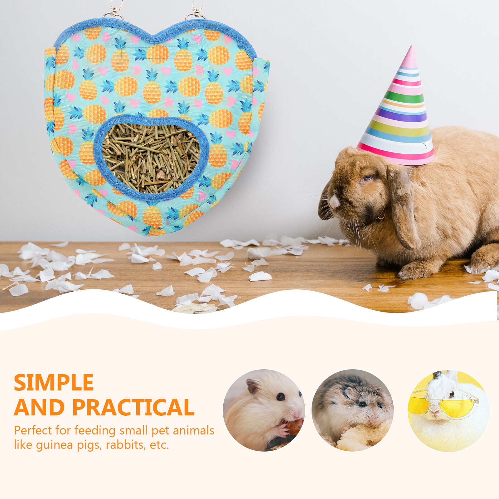 Bolsa colgante de heno, dispensador de alimentación, bolsa para Conejitos, hámsters, Chinchilla