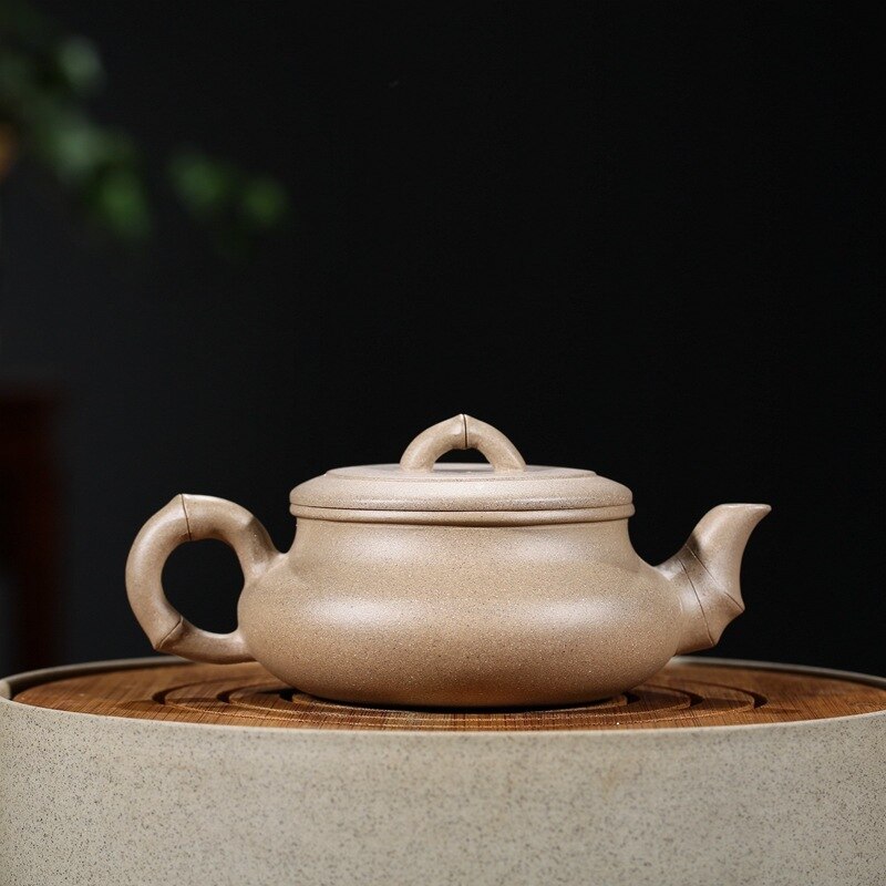 Yixing lila lera tekanna platt bambu kung fu vattenkokare zisha te skickar låda