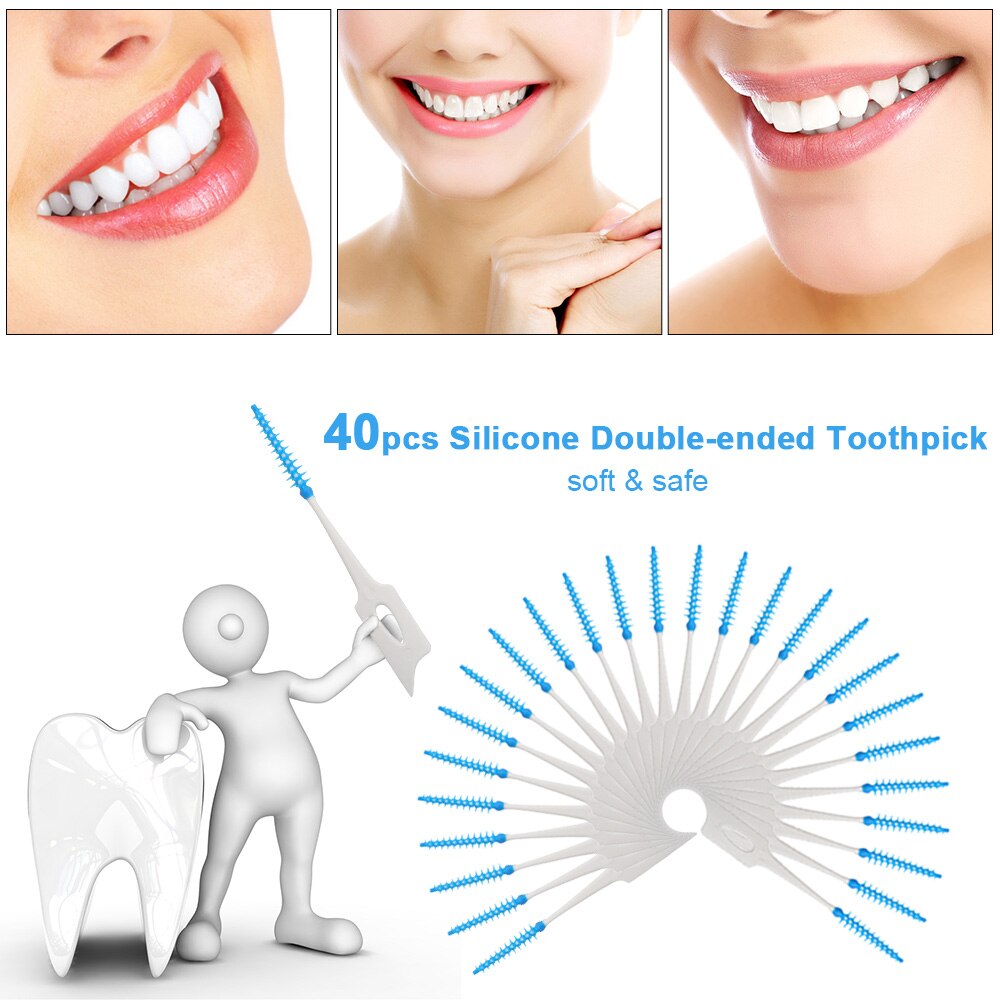 40 stk. tandstikker bløde silikone tandstikkere tandtråd interdental børste tænder stikker tandhygiejne værktøjer