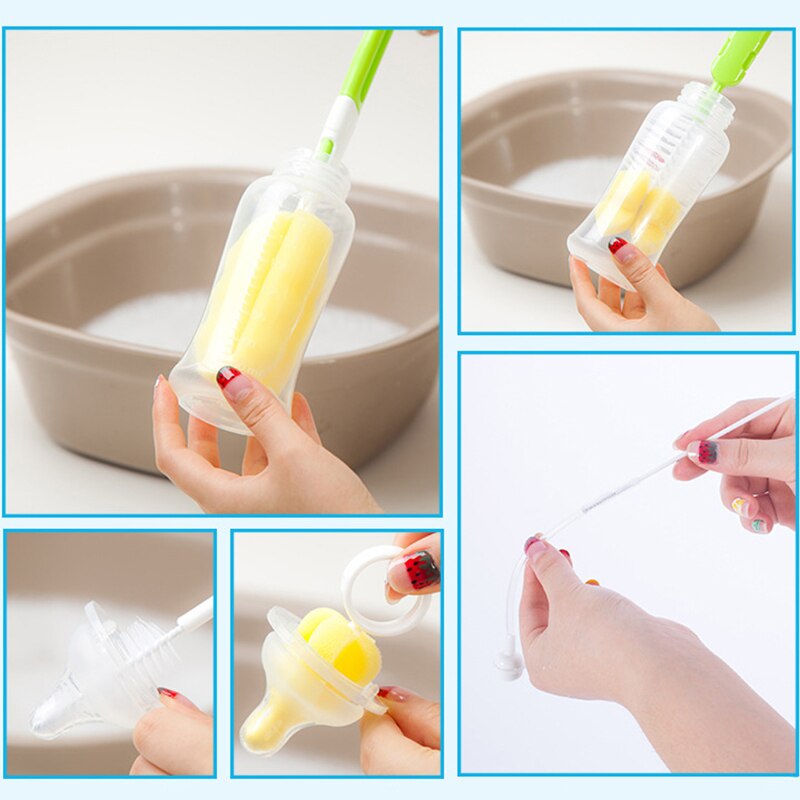 Cepillo de esponja para limpieza de botellas de bebé, brochas especiales de vidrio, mango seguro para niños, herramientas Flessenborstel, accesorios para botellas, 12 Uds.