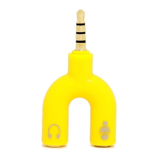1PC Dual 3,5 MM U Typ Adapter Kopfhörer Stecker Audio Kabel Splitter Mikrofon 2 in 1 Schwenk Stecker jack Stecker Adapter: YELLOW