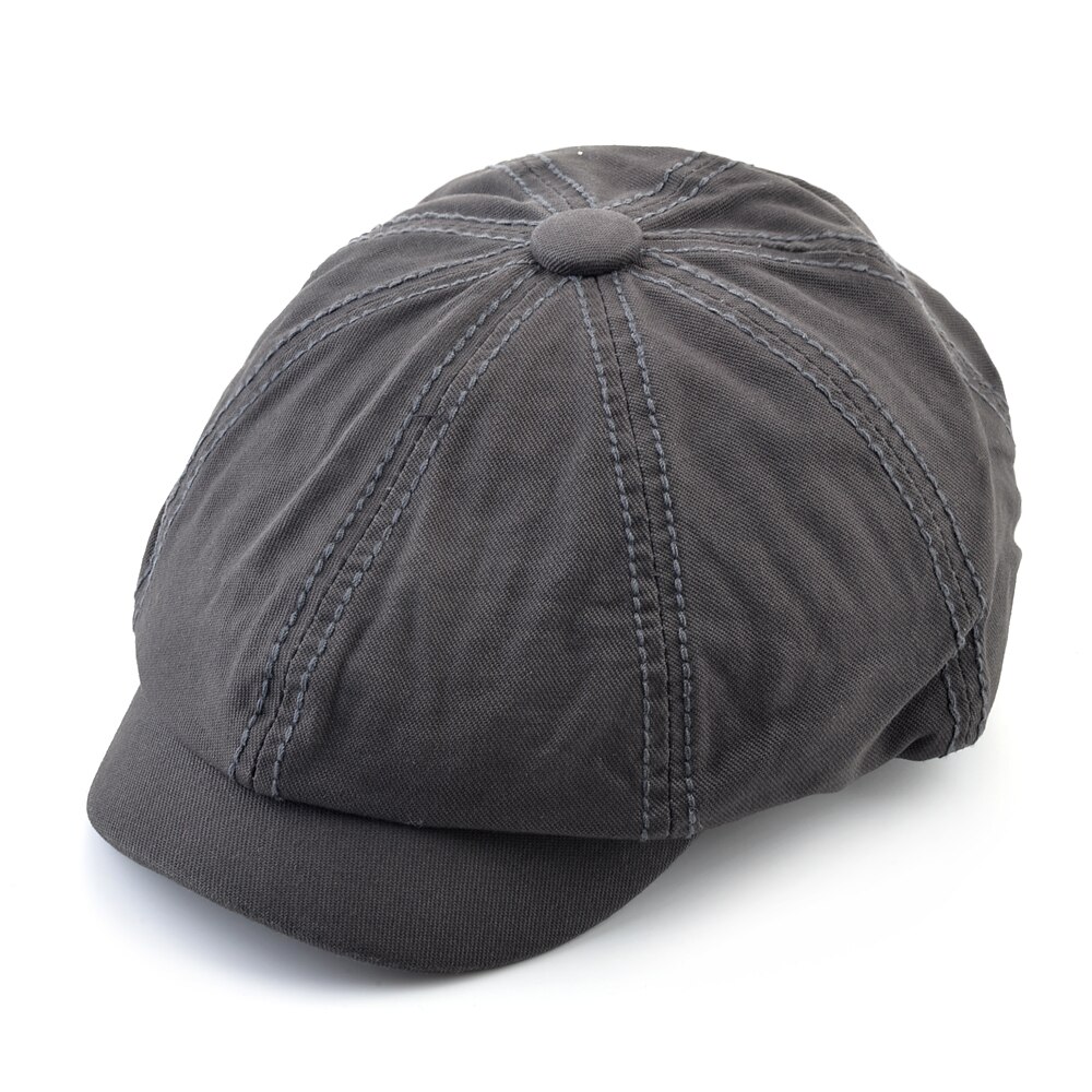 Men&#39;s Casual Newsboy Hat Spring And Autumn Retro Beret Hat Outdoor Casual Hats Unisex Octagonal Cap Solid Color Peaked Cap: Gray