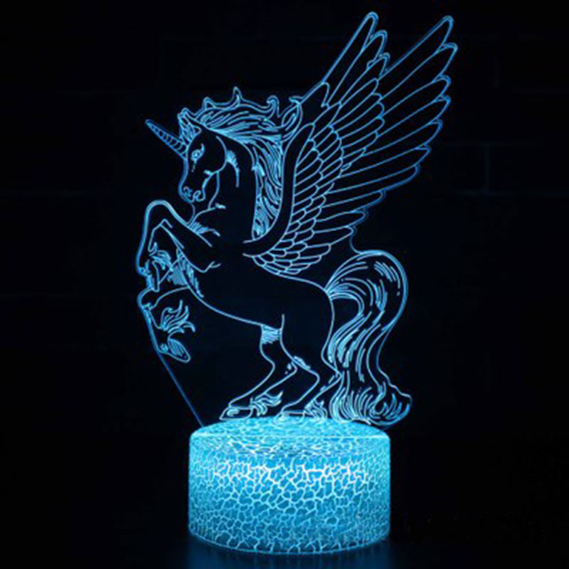 Linson 3D eenhoorn Led Licht eenhoorn Dier Lamp Led Nachtlampje USB Bureau Tafellamp Luminaria Home Decoratie Kinderen Speelgoed: 8 / Touch 3 COLOR