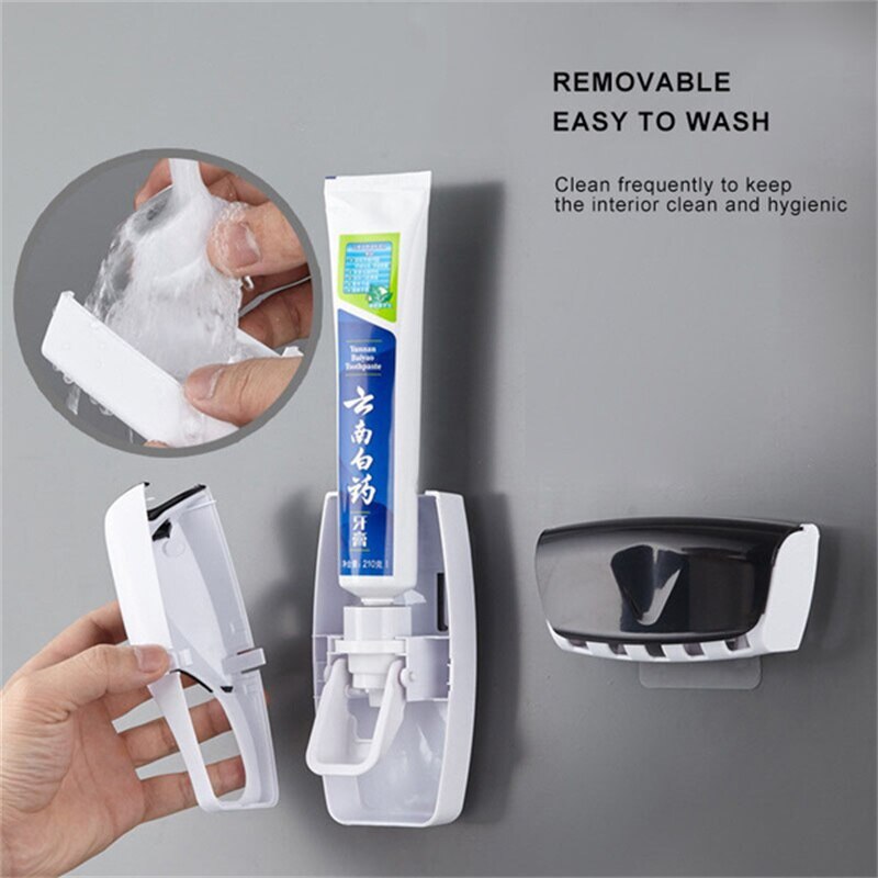 Toothbrush Holder Automatic Toothpaste Dispenser Holder Toothbrush Wall Mount Rack Bathroom Tools Set