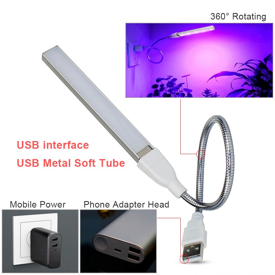 USB Led Grow Light Full Spectrum Fitolampy usb DC 5V 3W Led Plant Grow Light Flexible Led Growing Lamp for Indoor Plant Flower