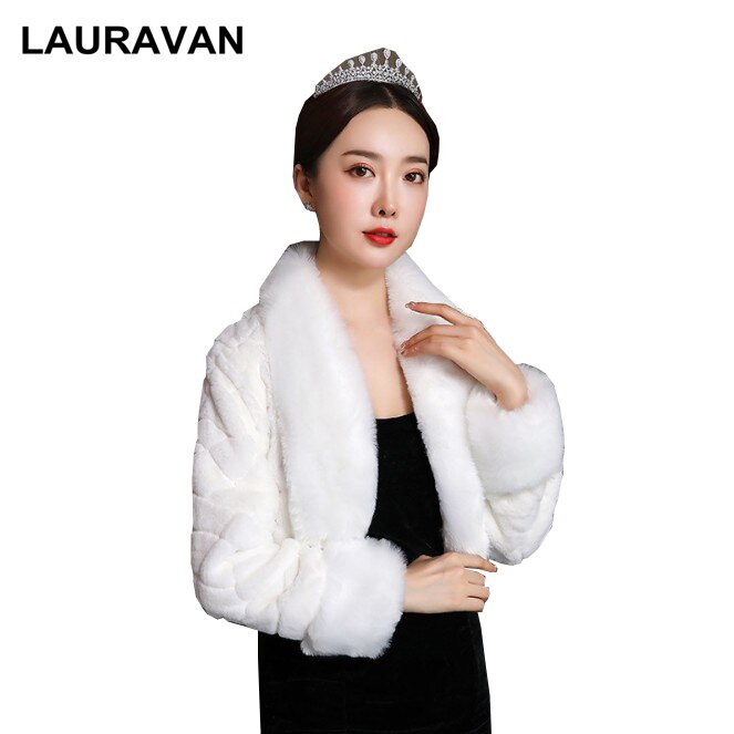 Bolero de piel sintética para novia, chaquetas de manga larga de marfil para boda, abrigos cálidos de invierno, abrigo para de graduación: Default Title