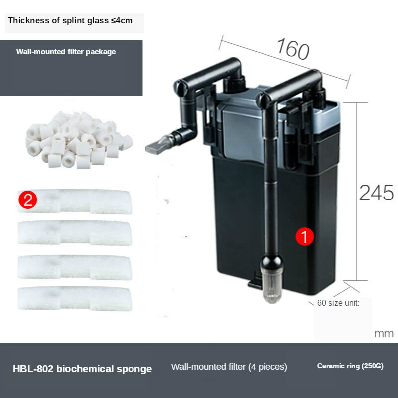Eksternt filter hænge på bagsiden filter akvarum filter akvarium filter vægmonteret lille vandfaldsfilter elektrisk 220-240v: Hbl  -802 p
