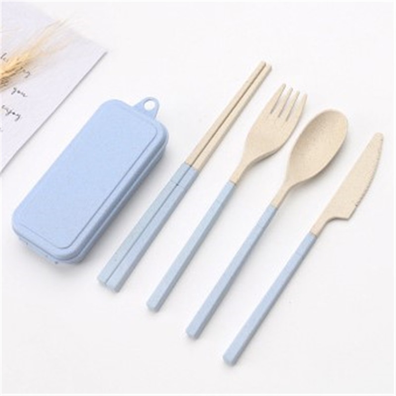 Baby Gadgets Tableware Set Children Utensil Stainless Steel Toddler Dinnerware Cutlery Cartoon Infant Food Feeding Fork Spoon: Light blue sets