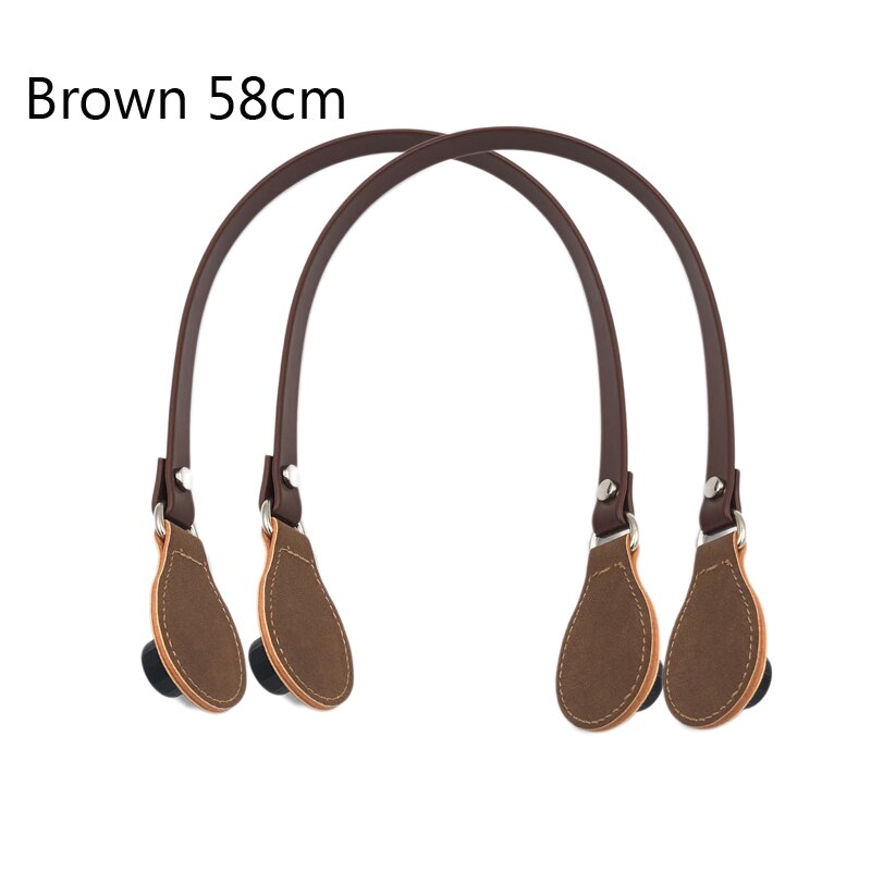 Flat Handles with End for Obag handbag Faux Leather Handle Removable End for O Bag OCHIC handbags: Brown 58cm