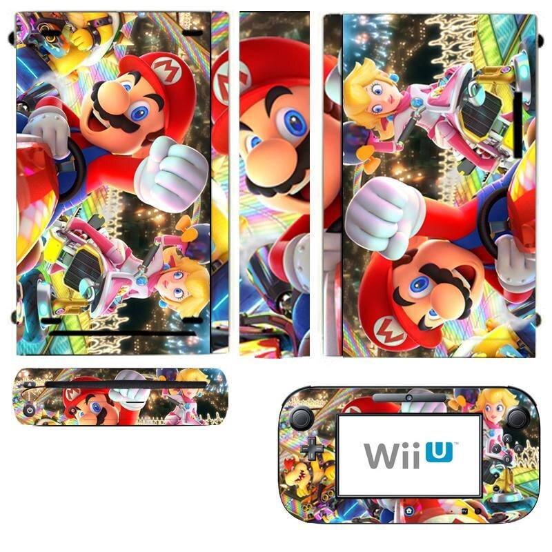 Protector de vinilo de la piel del carro de MARI0 para Nintendo Wii U y pegatinas de las pieles del controlador: Wii U-401