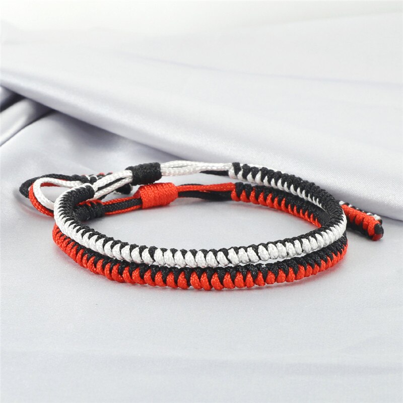 Zwart Rood Touw Handgemaakte Armband Vrouwen Charm Lucky Verstelbare Knopen Tibetaanse Boeddhistische Armbanden & Bangles Voor Mannen Beste Vriend